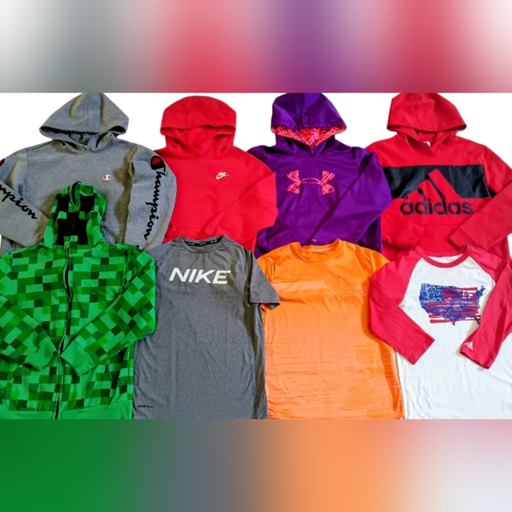 BOYS SIZE 14/16 MINECRAFT, NIKE, UNDER ARMOUR, ADIDAS & CHAMPION HOODIE LOT EUC!